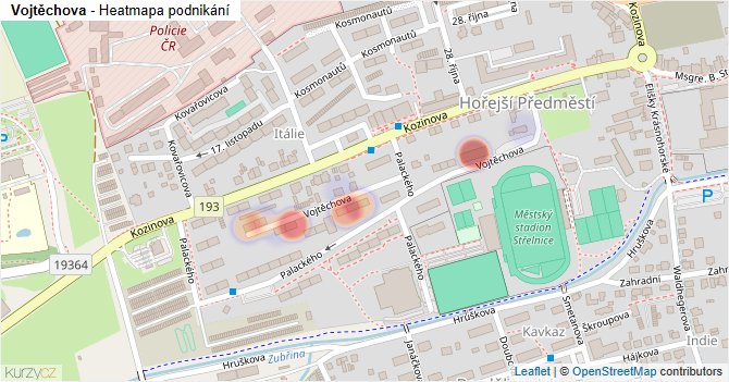 Vojtěchova - mapa podnikání