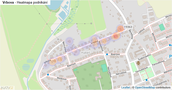 Vrbova - mapa podnikání