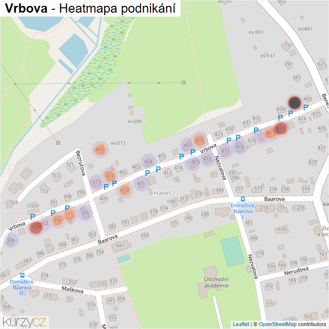 Mapa Vrbova - Firmy v ulici.