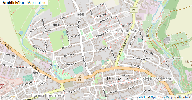 Vrchlického - mapa ulice