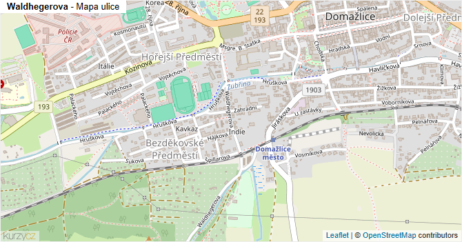 Waldhegerova - mapa ulice