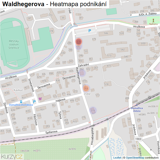 Mapa Waldhegerova - Firmy v ulici.