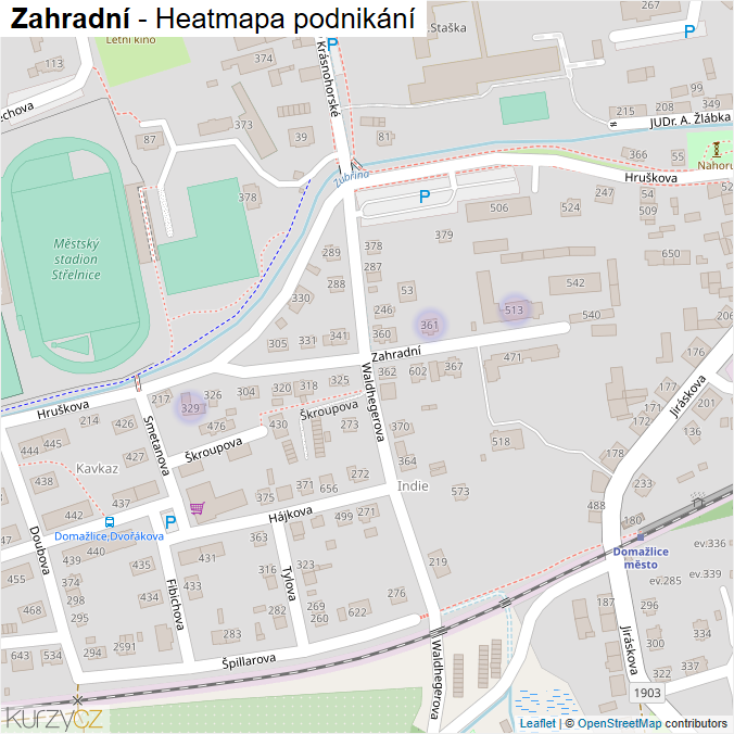 Mapa Zahradní - Firmy v ulici.