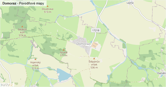 Domoraz - záplavové mapy stoleté vody