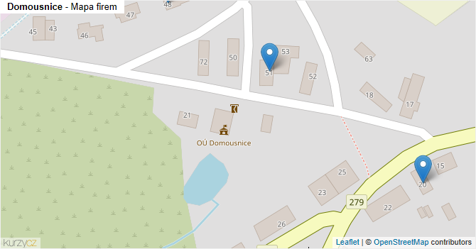 Domousnice - mapa firem
