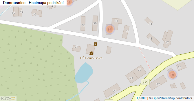 Domousnice - mapa podnikání