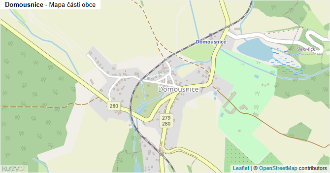 Domousnice - mapa části obce