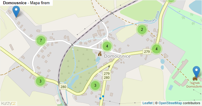 Domousnice - mapa firem