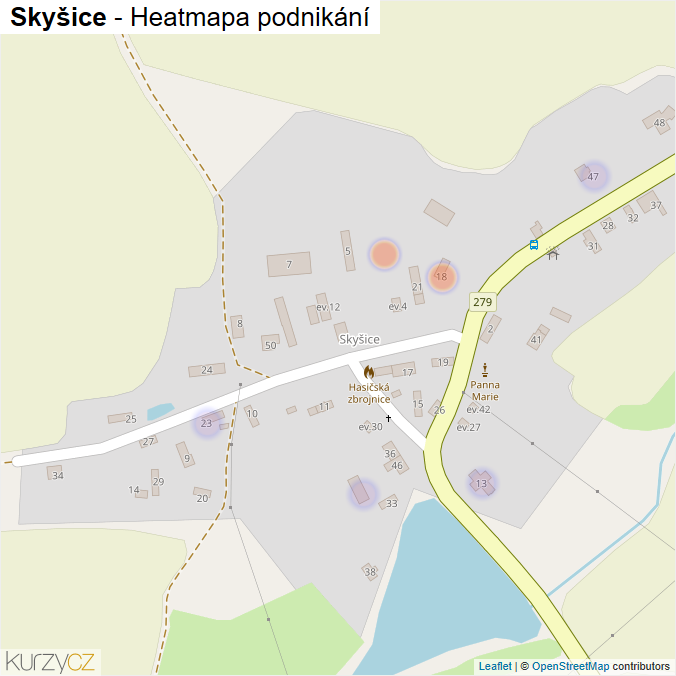 Mapa Skyšice - Firmy v části obce.