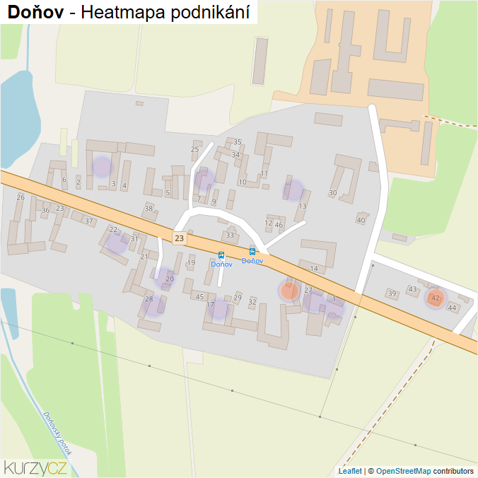 Mapa Doňov - Firmy v části obce.