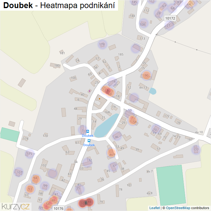 Mapa Doubek - Firmy v části obce.