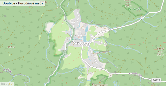 Doubice - záplavové mapy stoleté vody