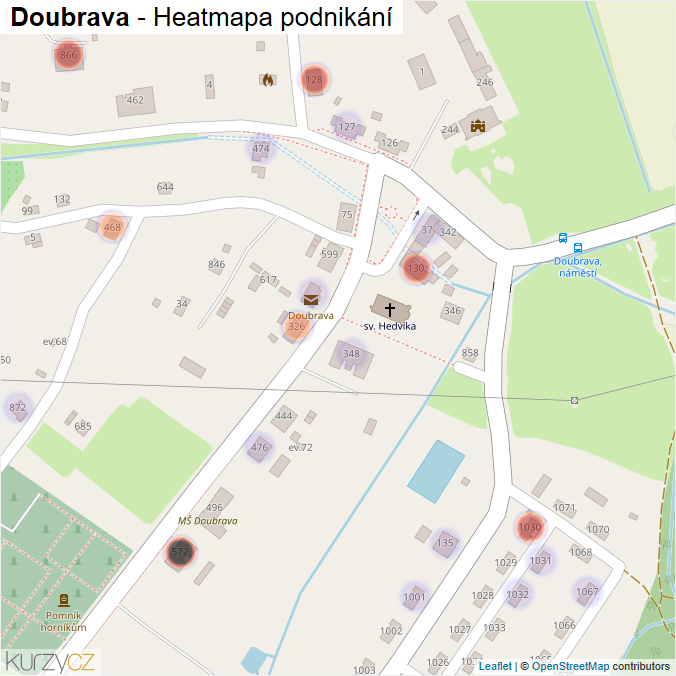 Mapa Doubrava - Firmy v části obce.
