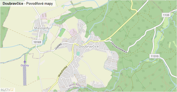 Doubravčice - záplavové mapy stoleté vody