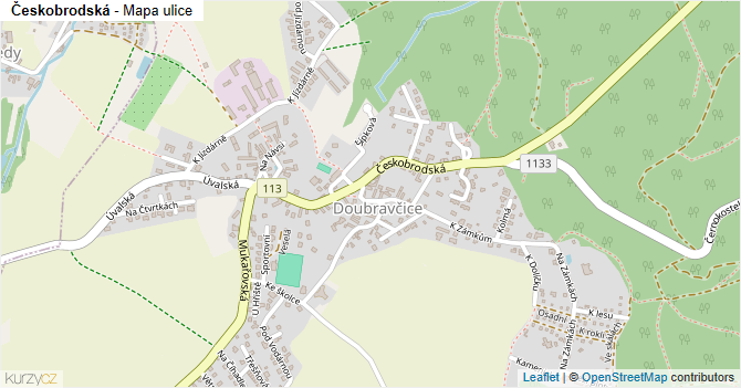 Českobrodská - mapa ulice