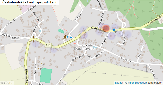 Českobrodská - mapa podnikání