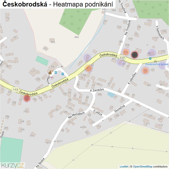 Mapa Českobrodská - Firmy v ulici.