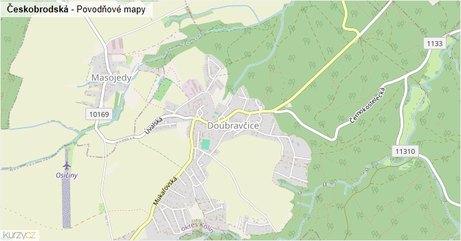 Českobrodská - záplavové mapy stoleté vody