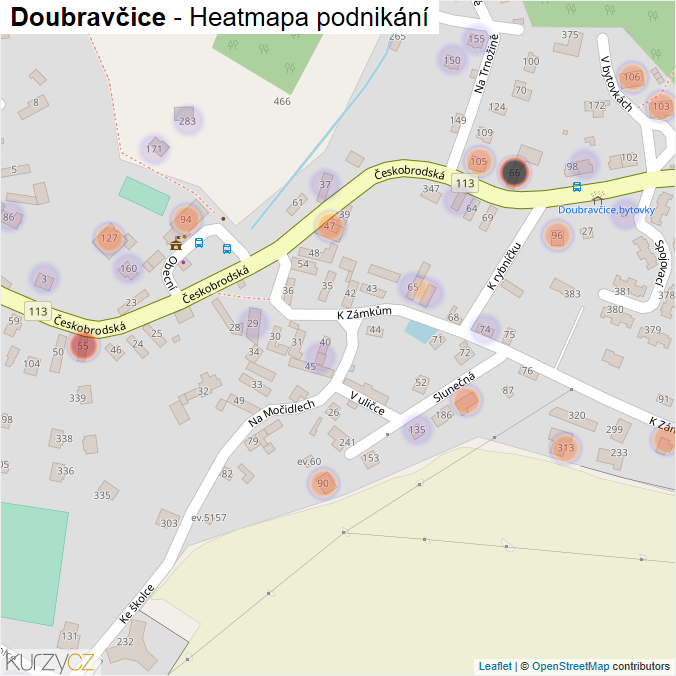 Mapa Doubravčice - Firmy v části obce.