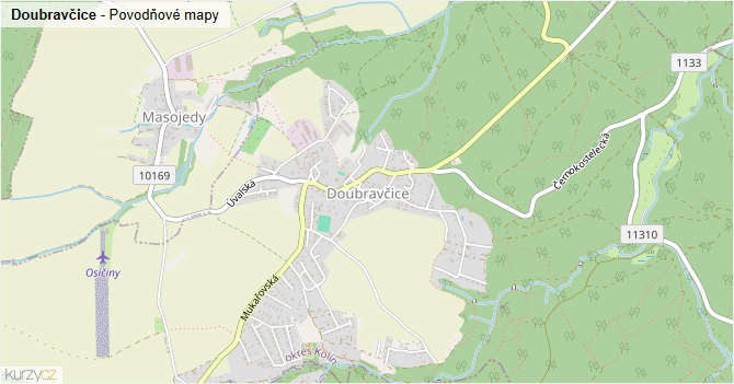 Doubravčice - záplavové mapy stoleté vody