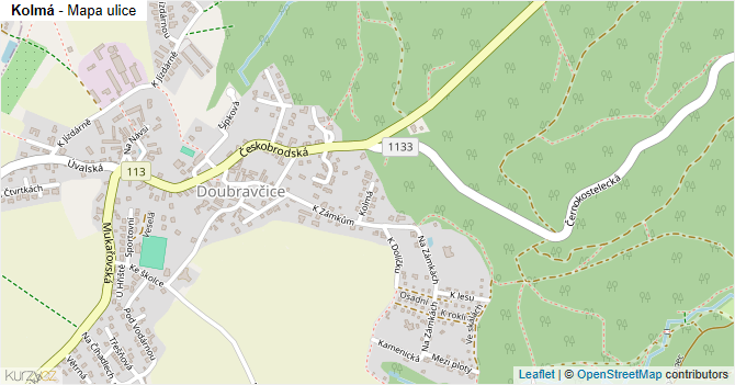Kolmá - mapa ulice