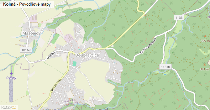 Kolmá - záplavové mapy stoleté vody