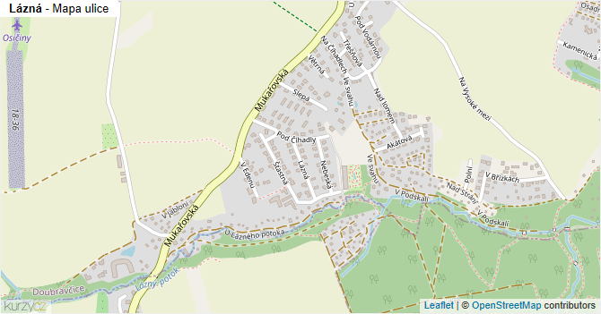 Lázná - mapa ulice
