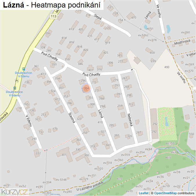 Mapa Lázná - Firmy v ulici.