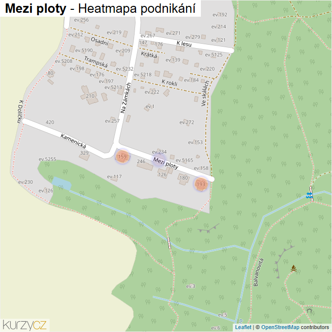Mapa Mezi ploty - Firmy v ulici.