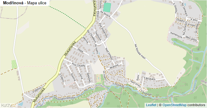 Modřínová - mapa ulice
