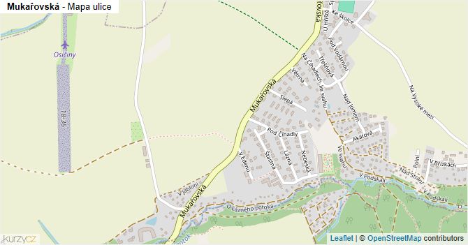 Mukařovská - mapa ulice