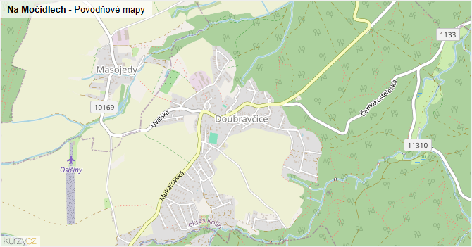 Na Močidlech - záplavové mapy stoleté vody