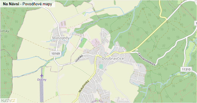 Na Návsi - záplavové mapy stoleté vody