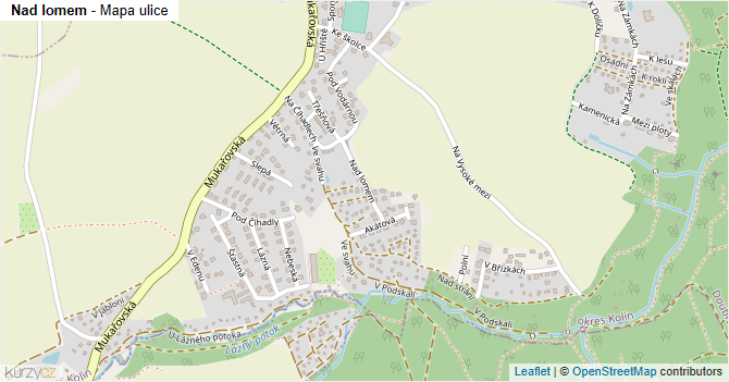 Nad lomem - mapa ulice