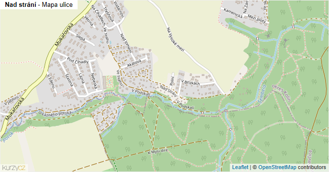 Nad strání - mapa ulice