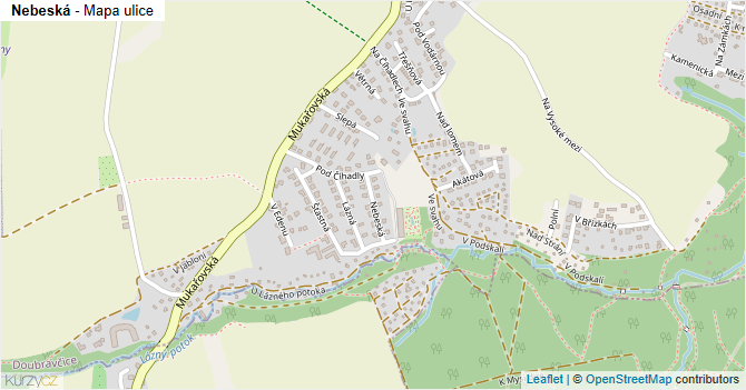 Nebeská - mapa ulice