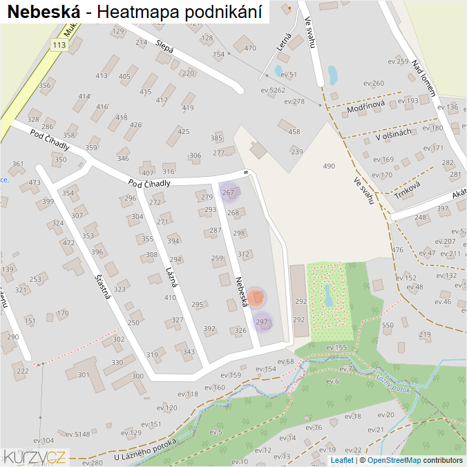 Mapa Nebeská - Firmy v ulici.