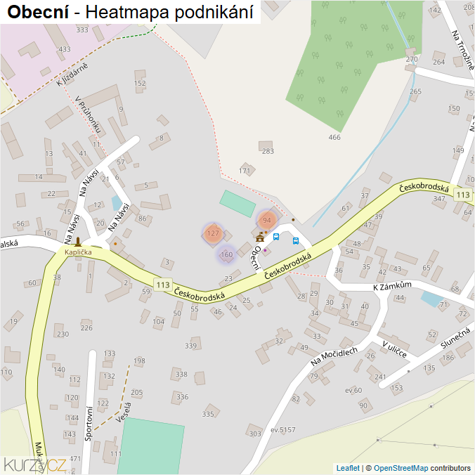 Mapa Obecní - Firmy v ulici.