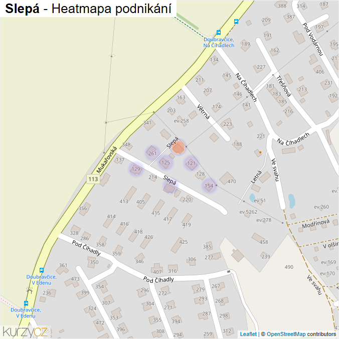 Mapa Slepá - Firmy v ulici.
