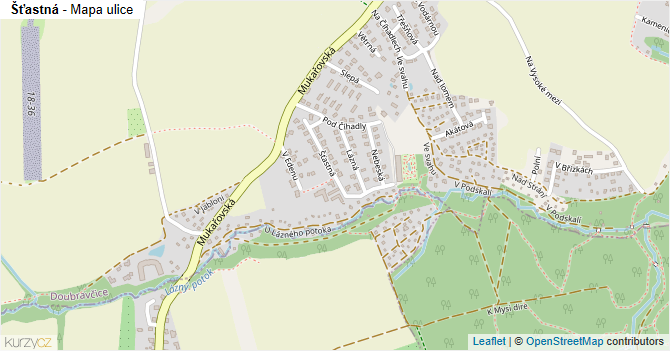 Šťastná - mapa ulice
