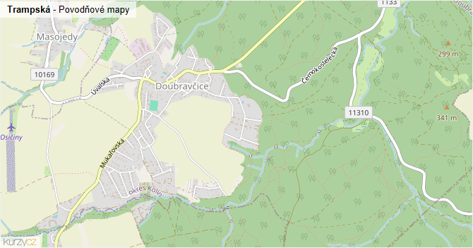 Trampská - záplavové mapy stoleté vody