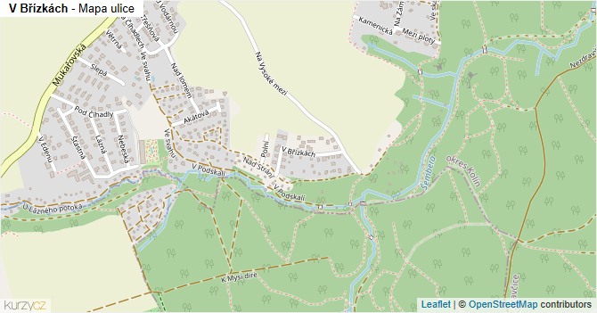 V Břízkách - mapa ulice