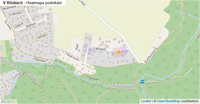 V Břízkách - mapa podnikání