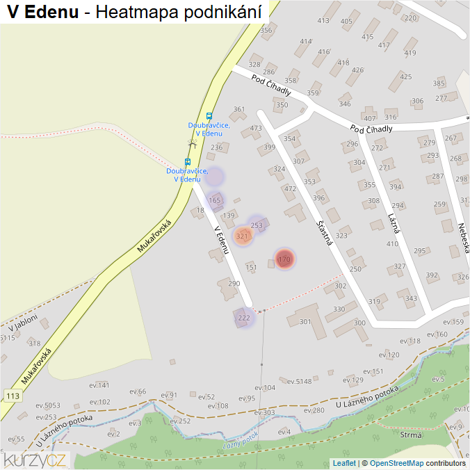 Mapa V Edenu - Firmy v ulici.