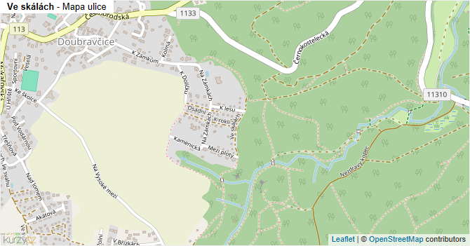 Ve skálách - mapa ulice
