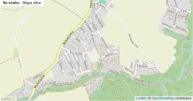 Ve svahu - mapa ulice