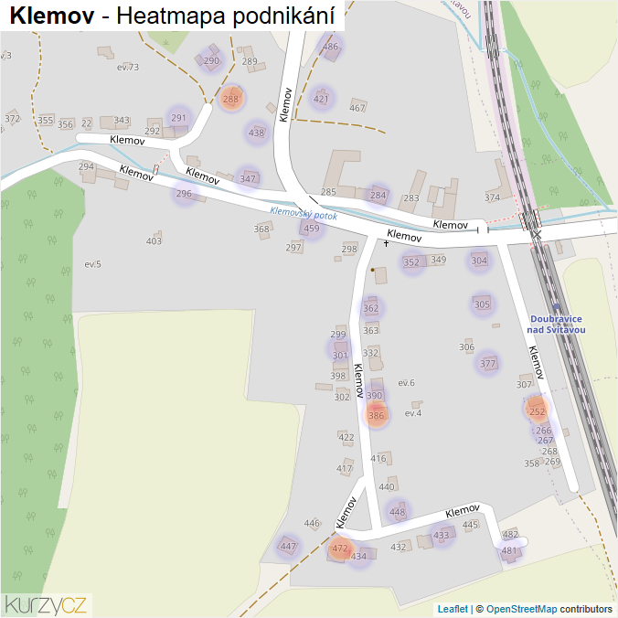 Mapa Klemov - Firmy v ulici.