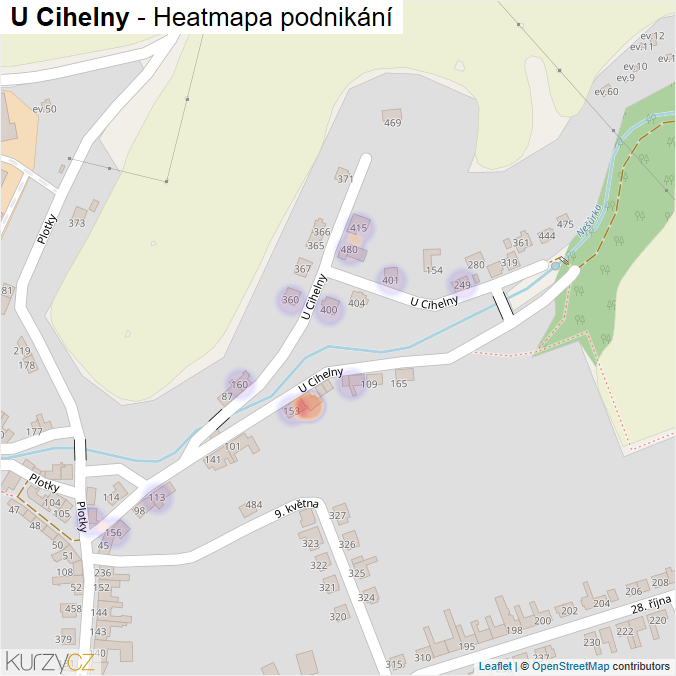 Mapa U Cihelny - Firmy v ulici.