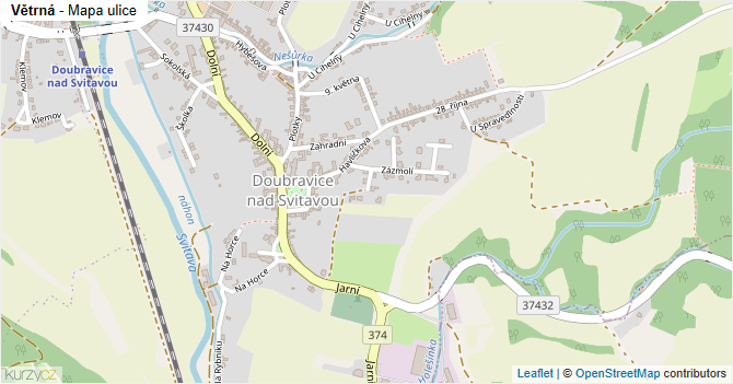 Větrná - mapa ulice