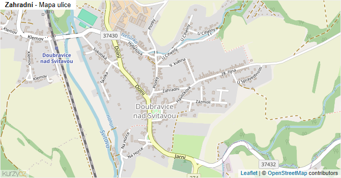 Zahradní - mapa ulice